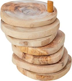 Olive Wood Coaster Set with Holder -7 Pcs - As shown