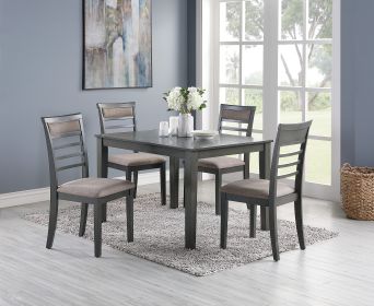 Antique Grey Finish Dinette 5pc Set Kitchen Breakfast Dining Table w wooden Top Cushion Seats Chairs Dining room Furniture - as Pic