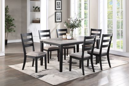 Natural Simple Wooden Table Top 7pc Dining Set Dining Room Furniture Ladder back Side Chairs Cushion Seat - as Pic