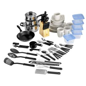 Essential Total Kitchen 83-Piece Combo Set, White - white