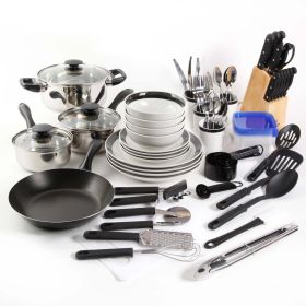 Kitchen In A Box 83-Piece Combo Set, Black - black