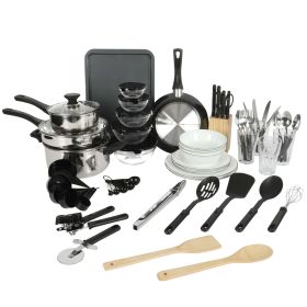 71-Piece Stainless Steel Silver Cookware Combo Set - A