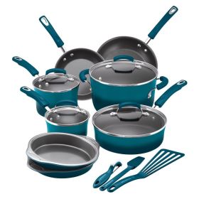 15-Piece Classic Brights Nonstick Pots and Pans/Cookware Set, Red Gradient - Blue