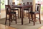 Modern Contemporary 5pc Counter Height Dining Set Cherry / Brown Finish Unique Eyelet Back 4x Chairs - as Pic