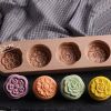 Wooden Moon Cake Mold DIY Rice Cake Baking Mold Wagashi Snow Skin Mooncake Mold Azalea 40g - Default