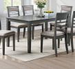 Antique Grey Finish Dinette 7pc Set Kitchen Breakfast Dining Table w wooden Top Cushion Seats 6x Chairs Dining room Furniture - as Pic