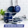 12-Piece Toxin-Free Ceramic Nonstick Pots and Pans Cookware Set, Dishwasher Safe - Blue