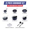 12-Piece Toxin-Free Ceramic Nonstick Pots and Pans Cookware Set, Dishwasher Safe - Blue