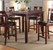 Modern Contemporary 5pc Counter Height Dining Set Cherry / Brown Finish Unique Eyelet Back 4x Chairs - as Pic