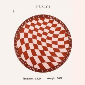 Retro Chessboard Coffee Cup Mat (Option: Round Red Brown Square)