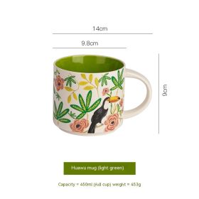 Flower Glaze Ceramic Cup Mug Household Large Capacity Breakfast Cup (Option: New Green-450ml)