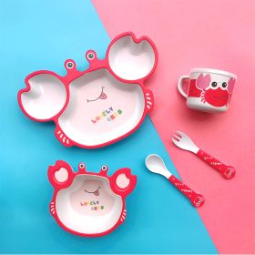 Bamboo Fiber Children's Tableware Set Cartoon Solid Food Bowl (Option: 051 Crab)