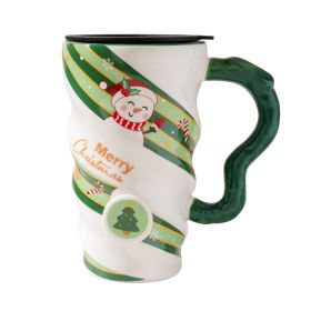 Christmas Couple Ceramic Mug Home Office Milk Breakfast Cup (Option: Green-440ml)