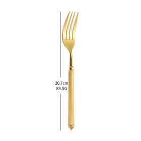 304 Stainless Steel Knife, Fork And Spoon Set (Option: Golden Dinner Fork)