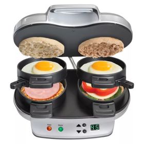 Double Breakfast Sandwich Maker- 25490 (Color: Silver)